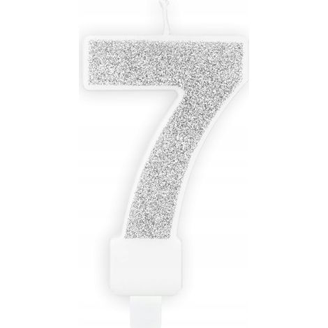 Kerze Nummer 7, silber, 1 Stück. (1/3)