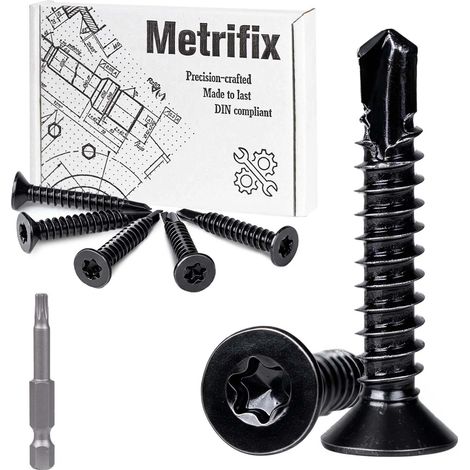 50 Pcs Vis Autoforeuse Inox 410 Noir 4,8x38mm Tête Fraisée Torx (1/5)