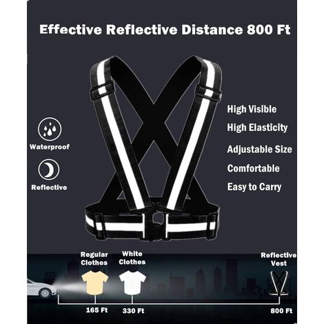 Wiederaufladbare LED-Sicherheitsleuchte per USB, Laufweste mit Sicherheitsanzeige und Gürtel, Laufweste mit 3 Leuchtmodi, Schwarz (1/2)