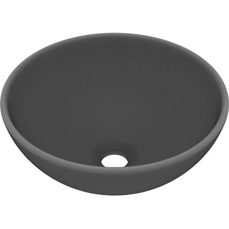 vidaXL Lavabo de lujo redondo cerámica gris oscuro mate 32,5x14 cm (1/2)