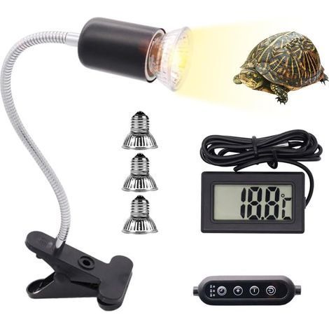1 Lampe Chauffante Reptiles, Minuterie 3H-9H, Tube Acier Inox, Pince Réglable 360°, Pour Tortues Lézards (1/5)
