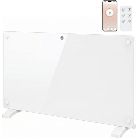 HOMCOM 1500W Electric Space Heater Radiator Wifi Smart App, White
