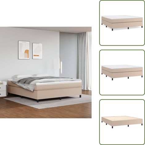 Cadre de lit sans matelas cappuccino 160x200 cm similicuir - Lit Double - Cadre De Lit - Similicuir - Lit Capitonné - Meuble Chambre À Coucher (1/5)