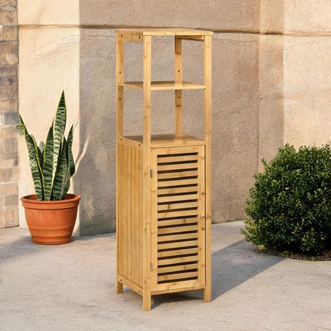 Armoire de rangement bois naturel en bambou 32,9 x 29,9 x 120 cm (1/5)
