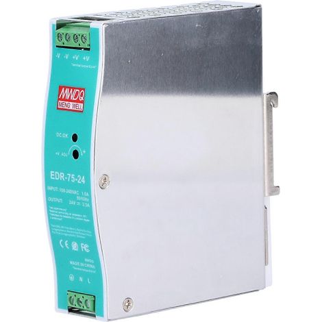Alimentation sur rail DINRAIL, alimentation à découpage industrielle, alimentation électrique CC 24 V CA 100-240 V EDR7524