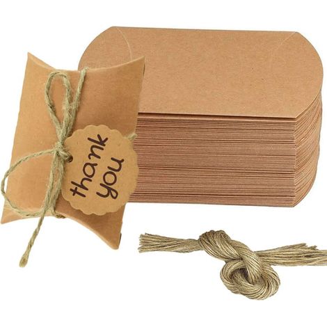 50 Pièces Boîte à Bonbons en Papier Kraft, Boites Cadeaux pour Chocolat, Noix, Sucre, Biscuit, Petit Cadeau - Marron (1/5)