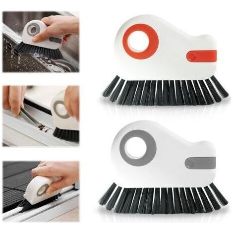 2 in 1 Stiff Bristle Window Track Cleaning Brush - Manual Plastic Seal Cleaning Tool for Sliding Door Tracks, Window Tabs and Seals (1/3)