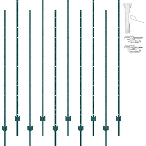 Vevor – Poteaux en T en acier au carbone Q235 de 7 pieds – Lot de 10 piquets durables – Pour clôtures extérieures – Installation rapide