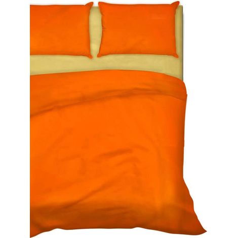 IlGruppone Completo Letto Lenzuola Tinta Unita bicolore 100% Cotone Made in Italy 6 Misure ArancioGiallo - 1 Piazza
