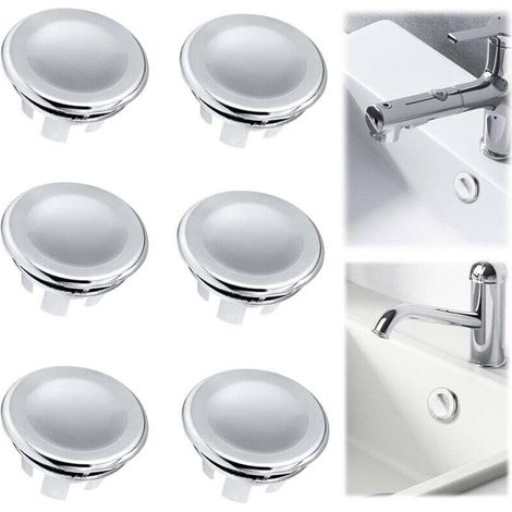 Lot de 6 Bouchons de Trop-Plein placage Débordement d'Évier de Lavage de Salle de Bains de Cuisine Couvercle de Trop-Plein pour Lavabo Bouchon Trop Plein Evier Pour Lavabo,Salle de Bain,Cuisine (1/5)