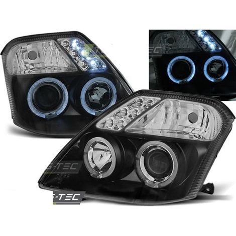 Paire de feux phares Citroen C2 03-10 angel eyes noir-27361258