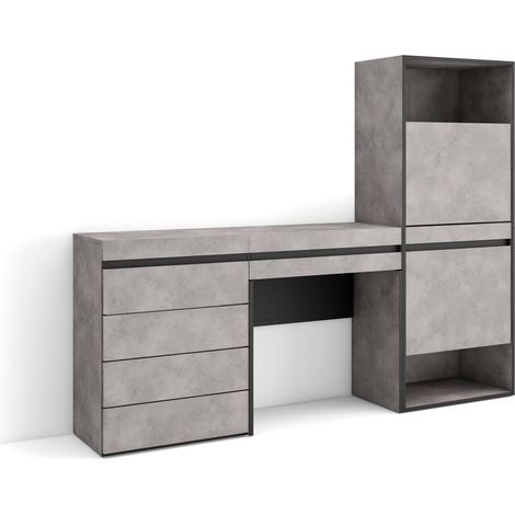 Skraut Home - Zapatero, Armario zapatos botas, 187x145x35 cm, Dormitorio, habitación, Cómoda, Cajonera, Tocador, Estilo Moderno, Gris Cemento (1/5)