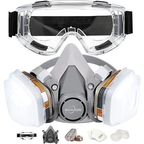 Wiederverwendbares Halbgesichtsmasken-Set, Halbgesichts-Atemschutzmaske, persönlicher Schutzfilter für Lackierarbeiten, Metallbearbeitung, gleiche Anwendungsbereiche wie 6000 6200 7000 FF-400 (mittel) (1/5)
