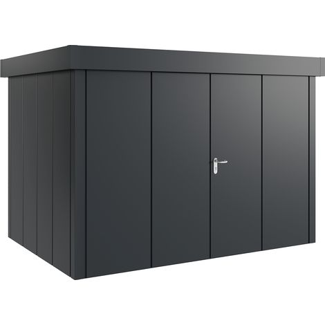 Hörmann Metall-Gerätehaus "Juno" mit Flachdach, JFD12 - Design, 310 x 214 cm (B x T), anthrazit, 2-flüglige Tür (1/5)