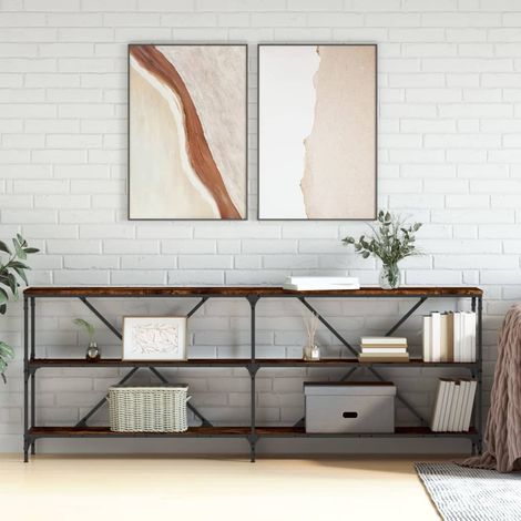 Konsolentisch Räuchereiche 200x30x75 cm Holzwerkstoff und Eisen