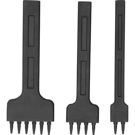 Set mit 3 schwarzen, runden Ausstechformen aus Zinklegierung (6 mm) für Leder, Bastelarbeiten und Lederwaren. (1/5)