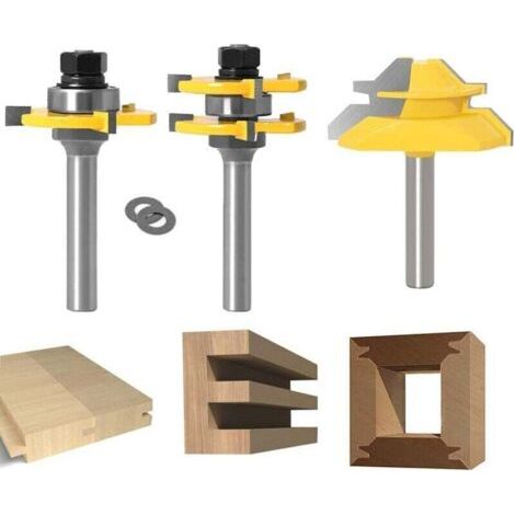 BARKBUSTERS Couteau à mortaise de type T à 8 poignées et 3 dents, couteau à panneaux, couteau à plancher, couteau à mortaise, fraise à bois (1/4)