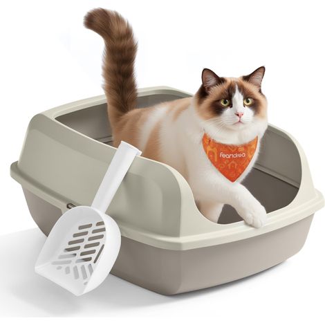 Bac à Litière pour Chat, Parois Hautes, XXL, Ouvert sur Le Dessus (1/5)