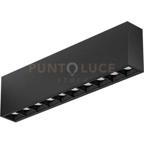 Plafoniera a 5 o 10 Punti Luce 20W 1600lm 3000K Nero Satinato - Ottica Antiabbaglio, Struttura in Alluminio - Gealuce