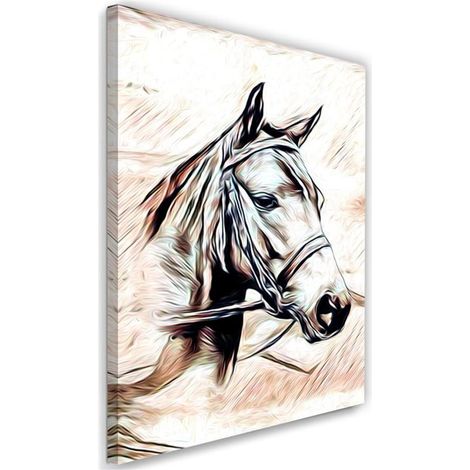 Tableau sur toile Cheval Tête d'animal 40x60 (1/5)