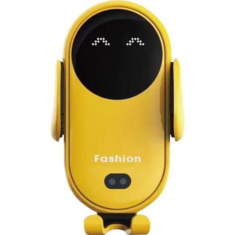 Wireless car charger, mobile phone charging holder with automatic retractable clamp, yellow (1/5)