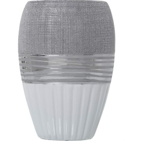 Vase de Table en céramique argenté et Blanc, 19 x 12 x 28 cm (1/2)