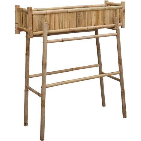 Pot de fleurs avec support, couleur naturelle, 100 x 38 x 114 cm, en bambou.