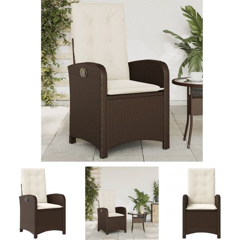 The Living Store Gartensessel Verstellbar mit Kissen Braun Poly Rattan - Gartenstühle (1/5)