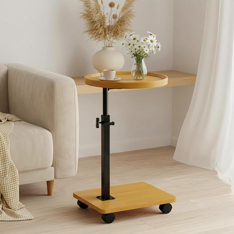 Table d'appoint en Forme de C réglable en Hauteur pour canapé, Rotation à 360°, Plateau TV, Tables Basses coulissantes en Dessous (Rund) (1/5)