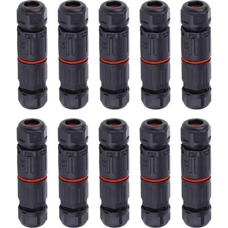 10 pezzi Connettore dritto impermeabile IP68 Scatola di giunzione Cavo elettrico Connettore spina a 3 pin per esterni Morsettiera