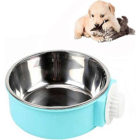 Gamelle suspendue amovible 2 en 1 en acier inoxydable, gamelle pour animaux de compagnie, utilisée pour les chiens, les chats, les petites cages et la suspension de cage (14 cm) (1/5)