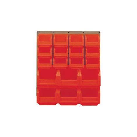 Panneau mural équipé de 12 bacs 1L et 6 bacs 3L rouges - 5051054