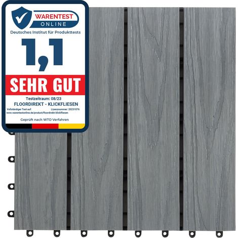 Karat – Dalle de terrasse WPC Classic 30 x 30 cm – Système de clic – Résistante aux intempéries – Aspect bois naturel – 1 pièce