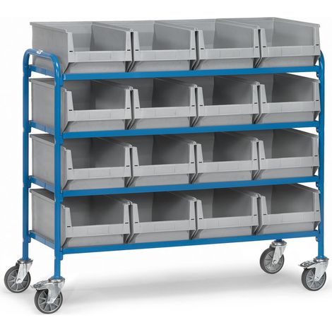 Fetra Beistellwagen mit Holzwerkstoffplatten für 16 Eurokisten mit Eurokisten (1/2)