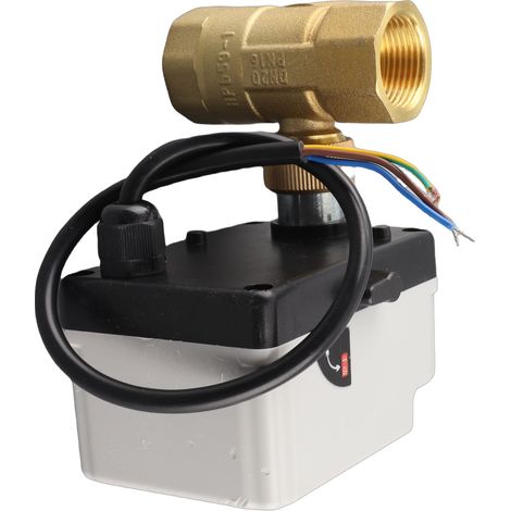 Vanne à boule motorisée 3 voies DN20 laiton 3 fils 2 commandes 3/4in filetage femelle AC220V (1/5)