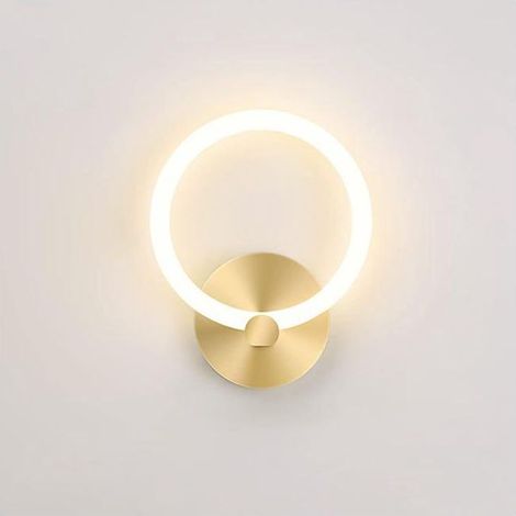 Moderne goldene LED-Wandleuchte für den Innenbereich, runde Nachttischlampe 19 cm, für Wohnzimmer, Flur, Schlafzimmer, 10 W (3000 K Warmweiß), Gold (1/5)