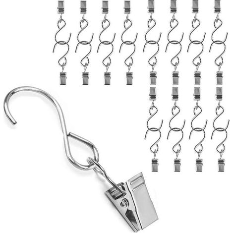 25 ganchos metálicos para colgar, clips para cortinas, luces de fiesta, cables para actividades al aire libre, decoración del hogar. (1/5)