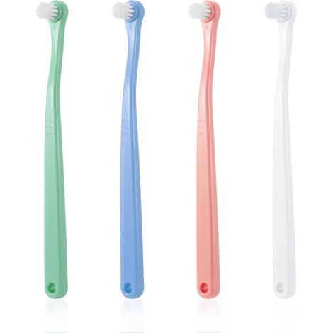 Lot de 4 brosses à dents pour chien - Petite tête ronde douce - Petite brosse à dents pour animaux de compagnie - Brosse à dents pour chatons et chiots - Nettoyage des dents de la bouche (1/5)