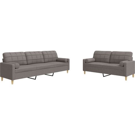 Maison Exclusive - Set Divani 2 pz con Cuscini Decorativi Tortora in Tessuto (1/5)