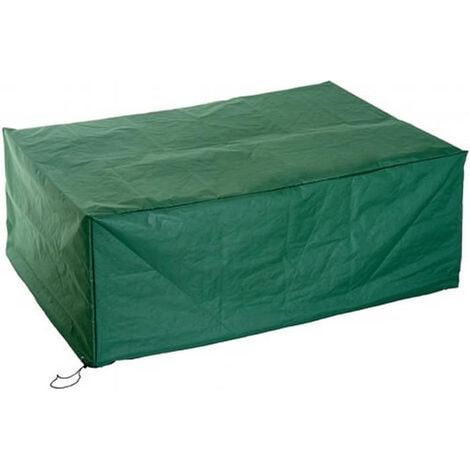 Housse de protection imperméable verte, compatible avec les meubles de jardin rectangulaires de dimensions 210 cm (L) x 140 cm (l) x 70 cm (H). Convient pour la protection. (1/5)
