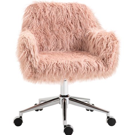 Ergonomischer höhenverstellbarer Bürostuhl aus rosa Kunstfell MODENUIT (1/5)