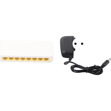 Switch Ethernet 8 Ports Silencieux, Répartiteur LAN RJ45 Plug and Play pour Bureau Maison, Alimentation 100-240V Prise UE