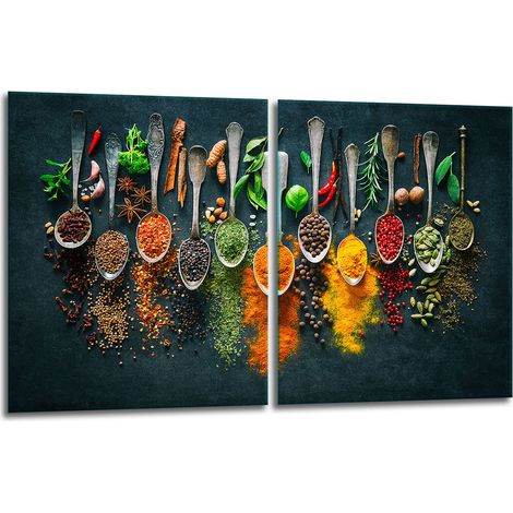 2 plaques de protection en verre pour cuisinière 40x52 épices (1/5)