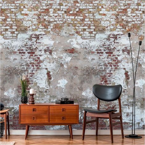 Photo wallpaper Profhome 392501 hot embossed non-woven wallpaper smooth brick look matt beige grey brown red 1.59 m x 2.8 m (1/4)