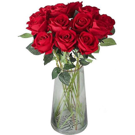 10 Stück echte Touch-Blumen, Flanell-Blumenstrauß, einköpfiger künstlicher Blumenstrauß für Hochzeiten (1/5)