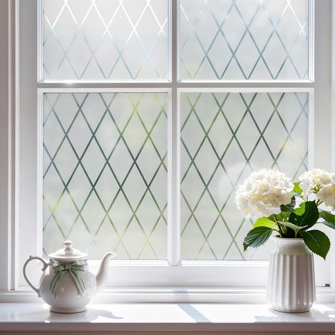 JSSEVN - Privacy Window Film with Transparent Mesh, Repositionable Frosted Window Film, UV-Protective Window Film, Electrostatic Film 45x200cm (1/5)