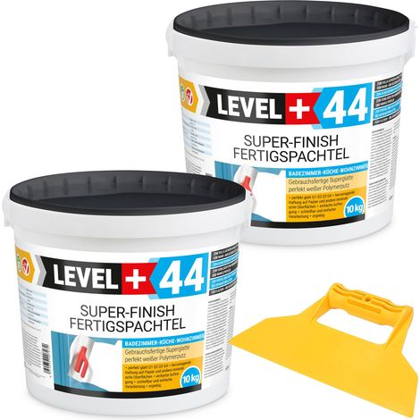 LEVEL+ Fertigspachtel Spachtelmasse L+44 - 2x10KG + Glattespachtel