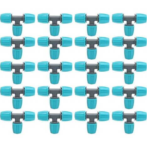 20pcs Barbed Tee Fittings, 16mm Barbed Hose Connectors Drip Irrigation Fittings Tube Tee Connectors 3 Way Adapter Hose Joints for Garden Yard Plant Watering (1/5)