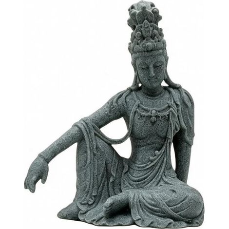 Guanyin Meditative Statue  Peaceful, Seated Buddha Figurine, Serenity, Effigy Stone Statue, for Shelf, Reading Angle (1/5)