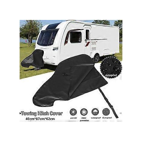 SZTXJ Anhänger-Deichselabdeckung, schwarze PVC-Abdeckung für Wohnwagen- und Wohnmobilanschluss mit Federband